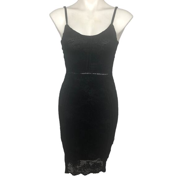 MiaoMiao Black Lace Overlay Pencil Dress - Size Small - Picture 2 of 12